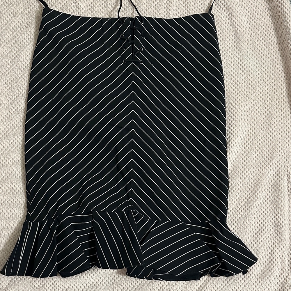 Ralph Lauren Black and White Diagonal Stripe Pencil Skirt